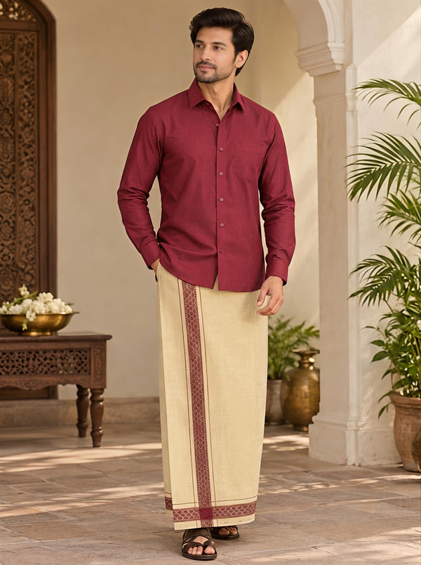 Ashwin Shirt and Vastee Set in Maroon