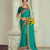 Teal Green Silk Saree with Gold Zari Border