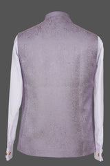 Lavender Grey Brocade Nehru Jacket | Embroidered Festive Waistcoat