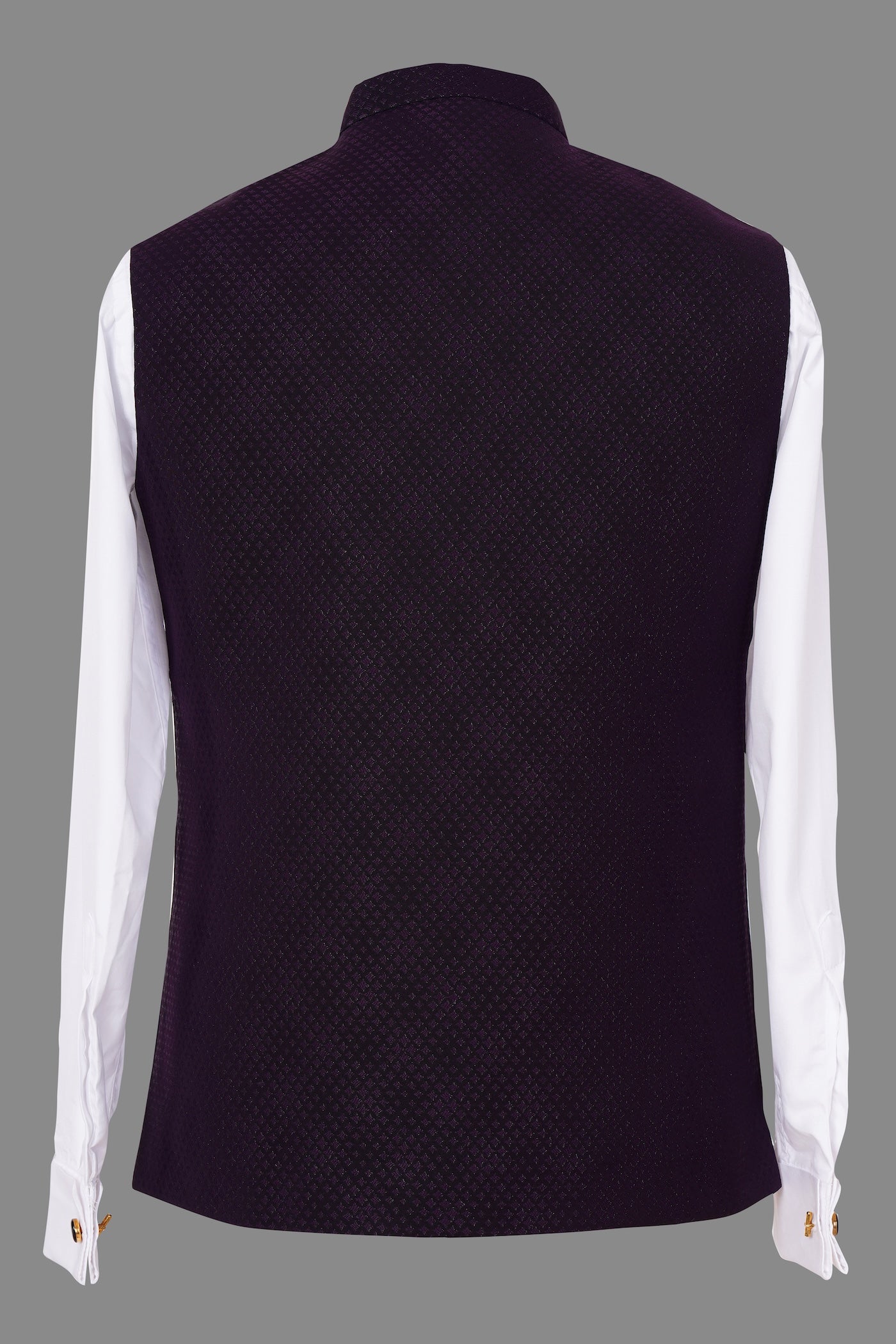 Deep Purple Brocade Nehru Jacket for Men | Premium Indian Ethnic Waistcoat