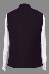 Deep Purple Brocade Nehru Jacket for Men | Premium Asian Ethnic Waistcoat