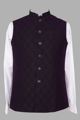 Deep Purple Brocade Nehru Jacket for Men | Premium Asian Ethnic Waistcoat