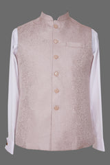 Light Pink Paisley Brocade Nehru Jacket for Men | Premium Asian Ethnic Waistcoat