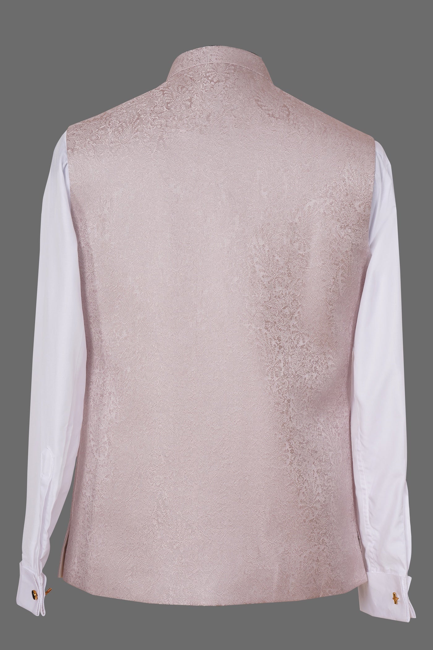 Light Pink Paisley Brocade Nehru Jacket for Men | Premium Indian Ethnic Waistcoat