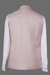 Light Pink Paisley Brocade Nehru Jacket for Men | Premium Asian Ethnic Waistcoat