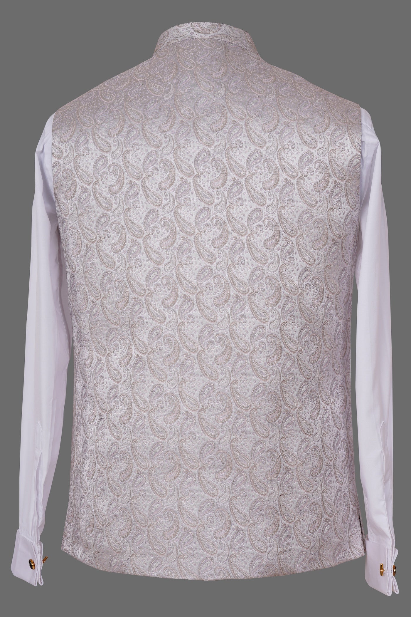 Ivory Paisley Brocade Nehru Jacket for Men | Premium Indian Ethnic Waistcoat