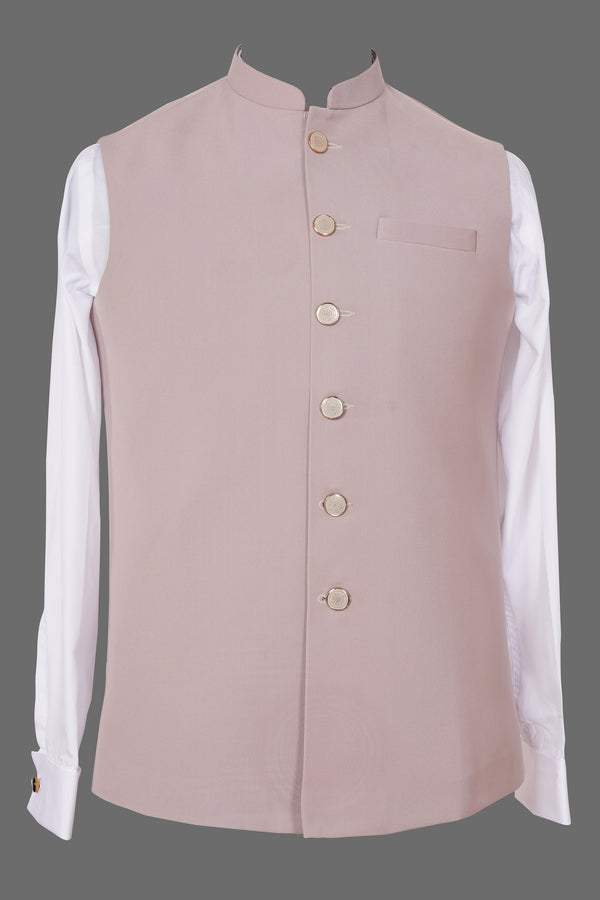 Light Pink Solid Nehru Jacket for Men | Premium Asian Ethnic Waistcoat