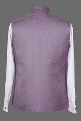 Lavender Purple Paisley Brocade Nehru Jacket for Men | Premium Asian Ethnic Waistcoat