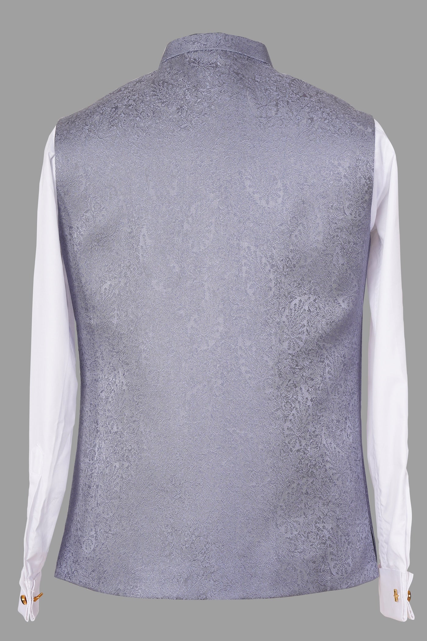 Grey Paisley Brocade Nehru Jacket for Men | Premium Indian Ethnic Waistcoat