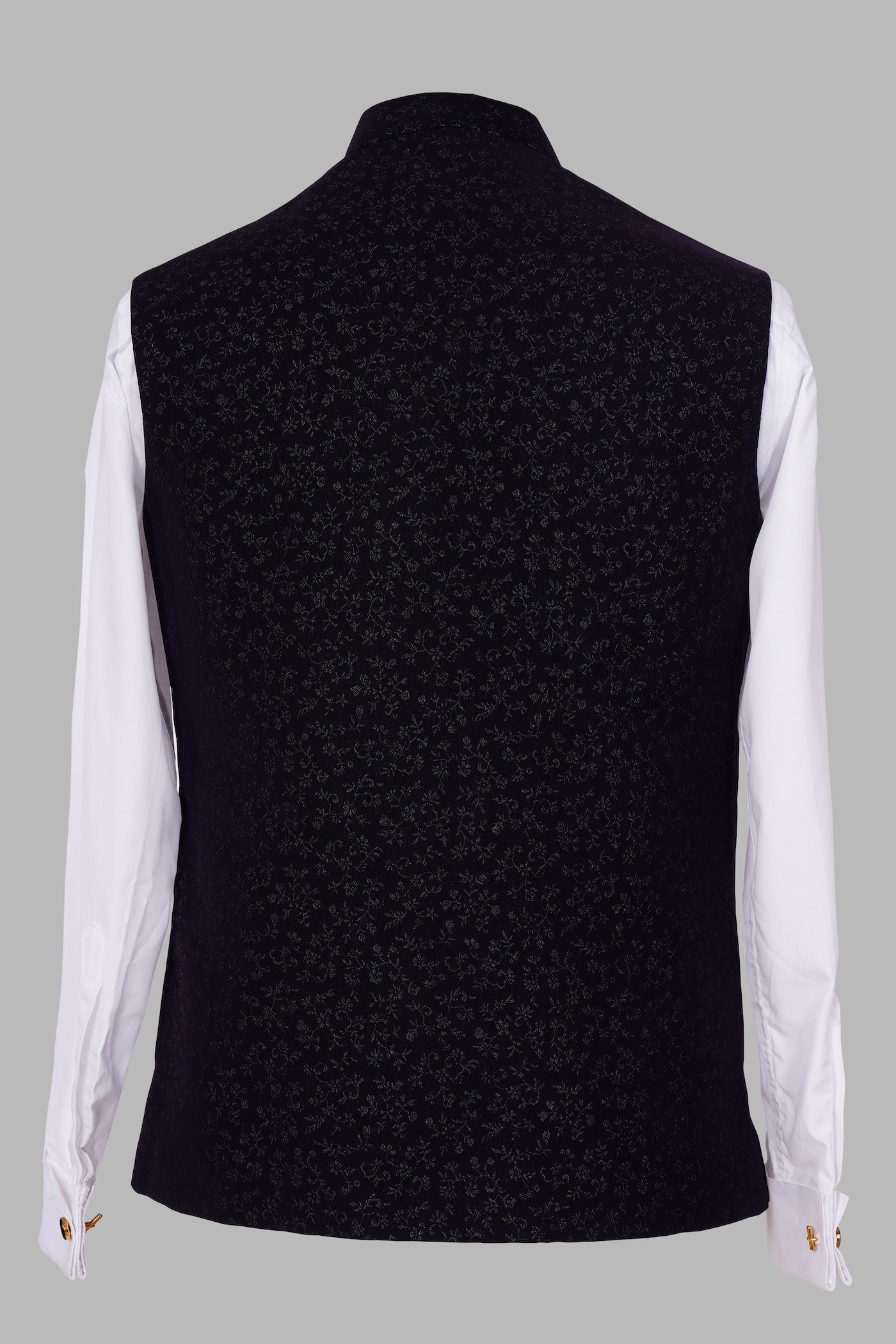 Navy Blue Floral Brocade Nehru Jacket for Men | Premium Indian Ethnic Waistcoat