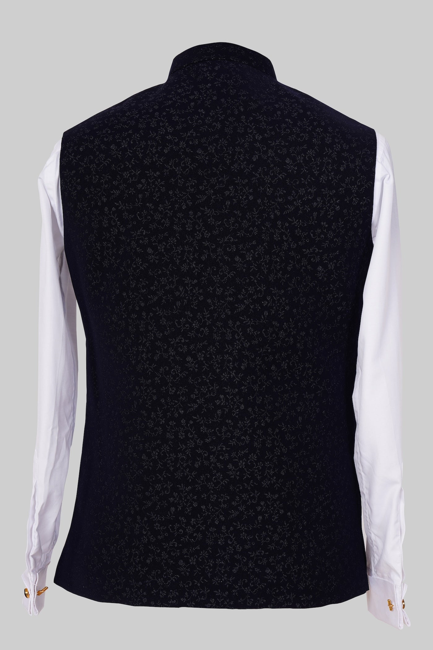 Navy Blue Brocade Nehru Jacket for Men | Premium Indian Ethnic Waistcoat