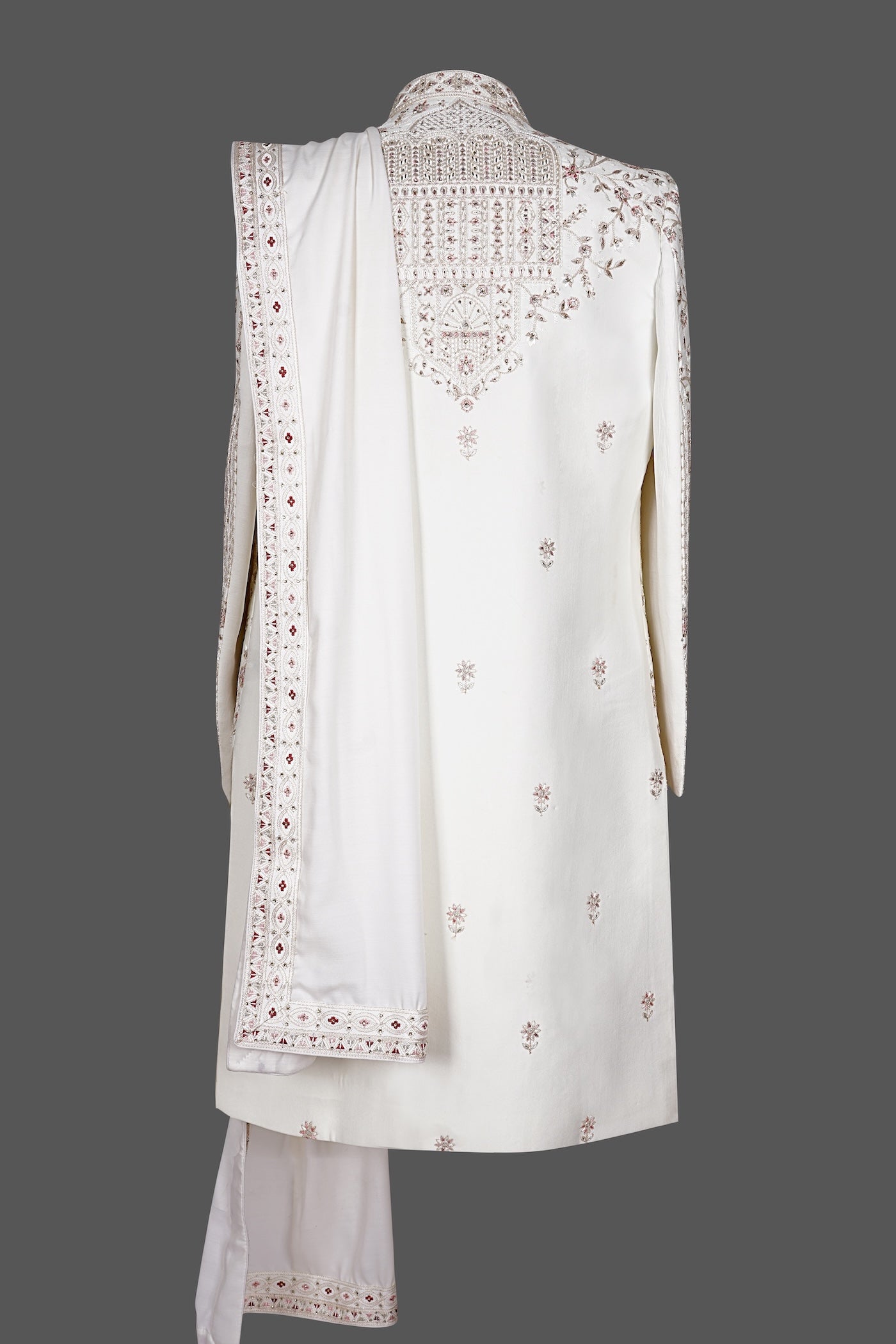 Cream White Embroidered Sherwani with Dupatta for Men | Premium Indian Wedding Ethnic Wear
