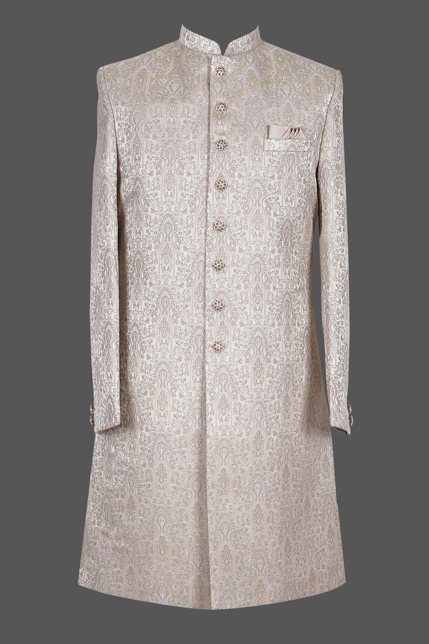 Ivory Cream Paisley Brocade Sherwani for Men | Premium Indian Wedding Groom Sherwani