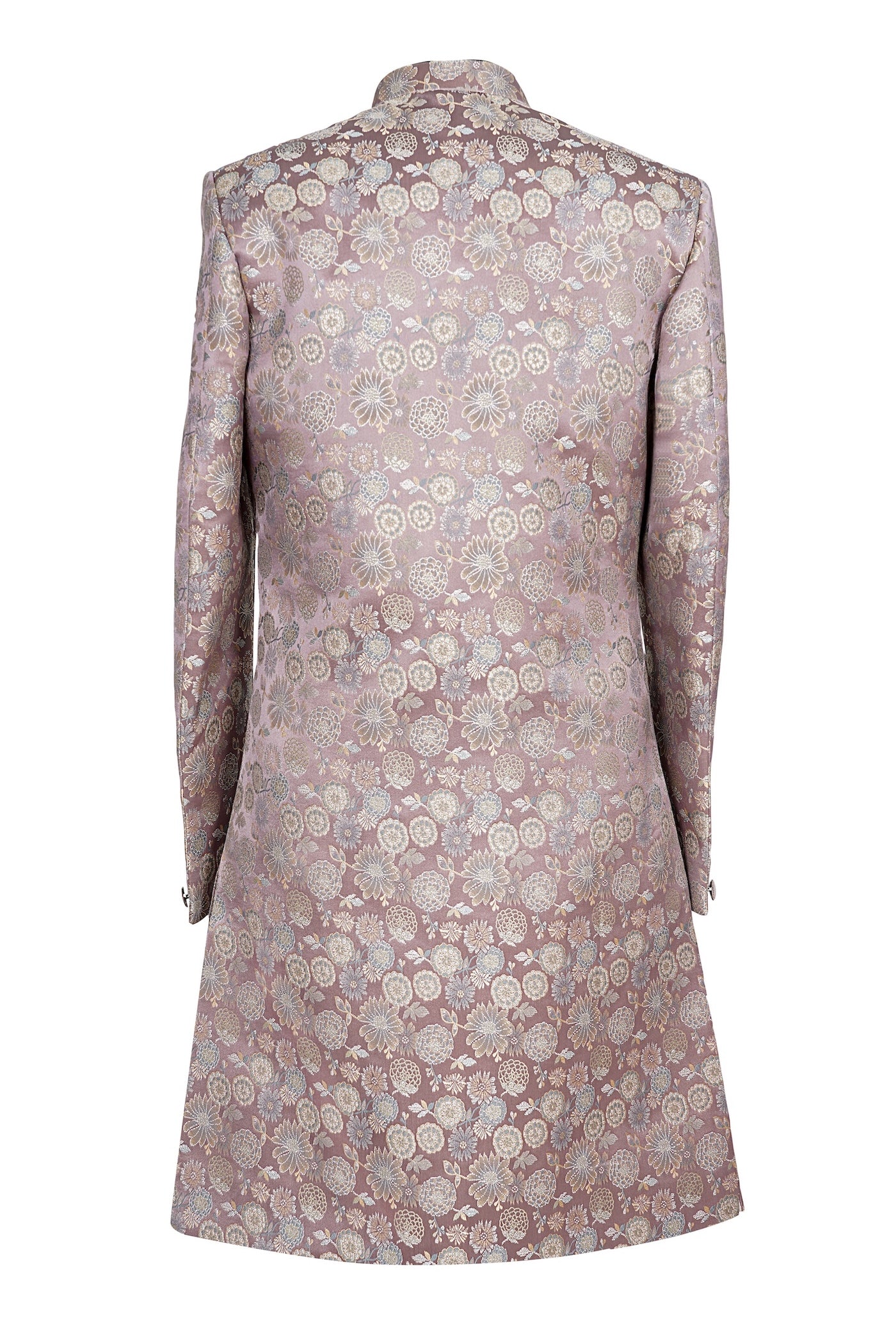 Elegant Floral Jacquard Sherwani for Men – Pastel Pink Wedding & Festive Wear