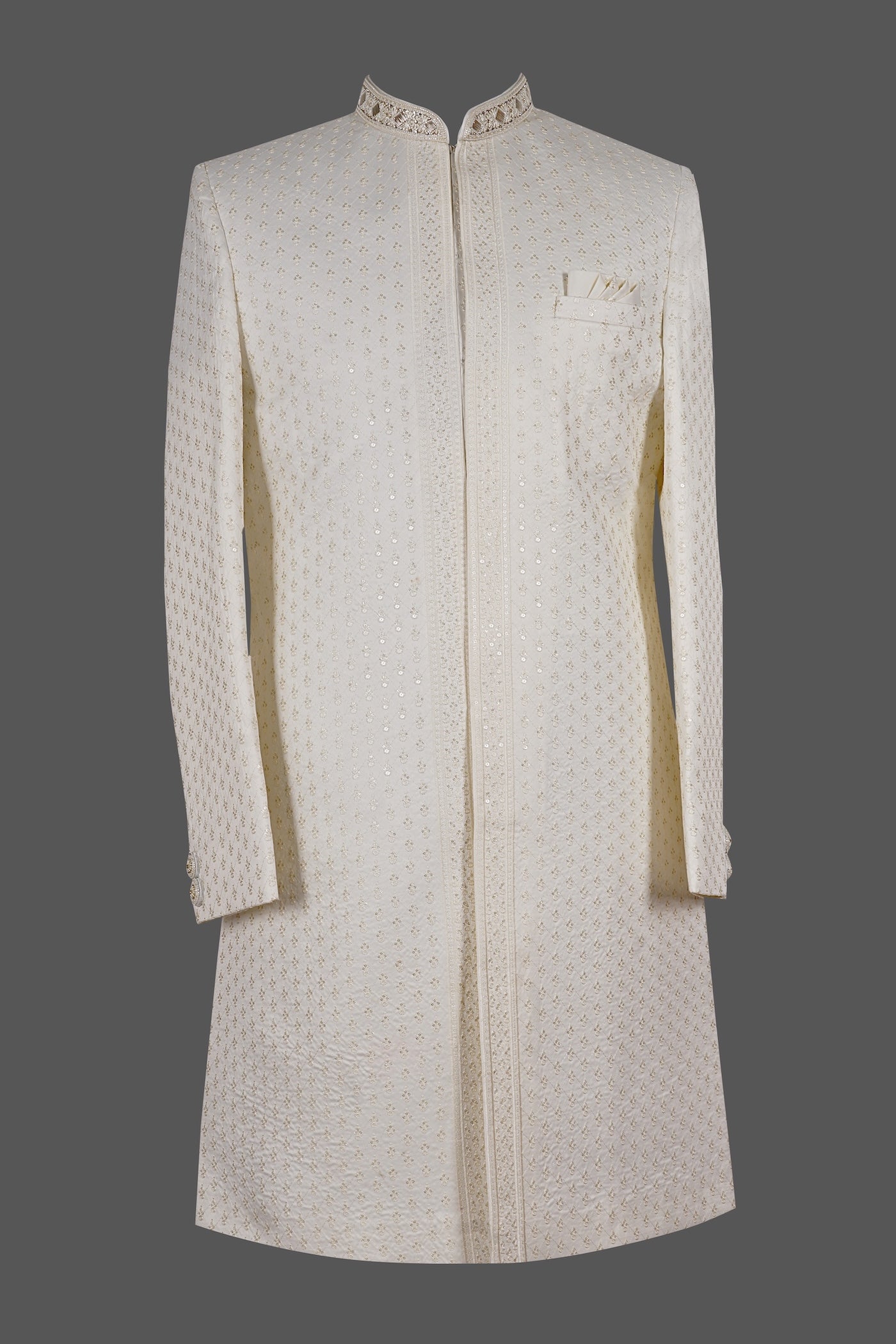 Ivory Embroidered Sherwani for Men – Luxury Wedding & Groom Wear