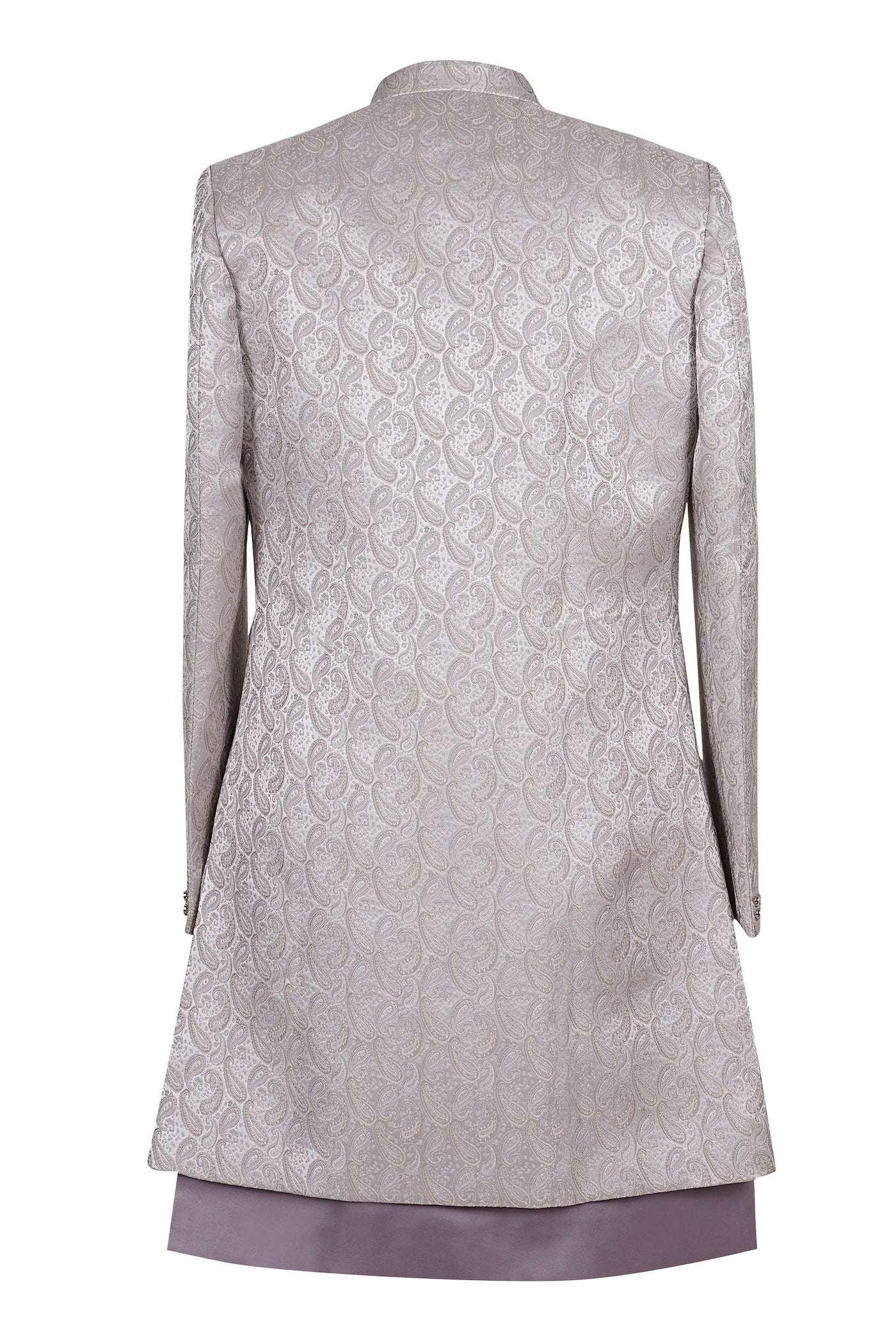 Men's Grey Paisley Jacquard Sherwani Suit