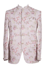 Pastel Pink Floral Brocade Indo-Western Jacket for Men