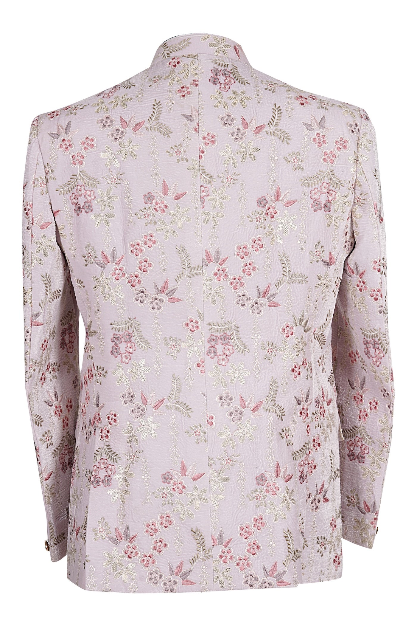 Pastel Pink Floral Brocade Indo-Western Jacket for Men
