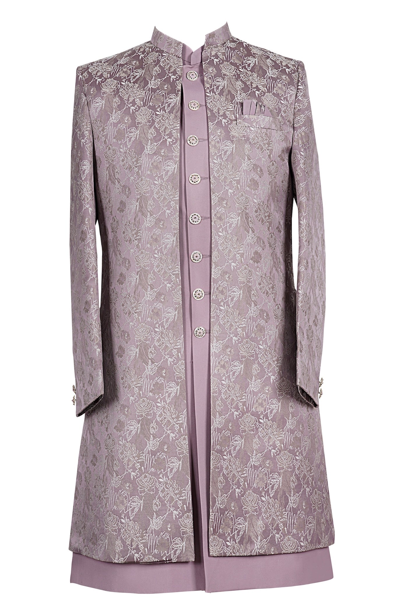 Lilac Floral Brocade Sherwani for Men | Wedding Groom