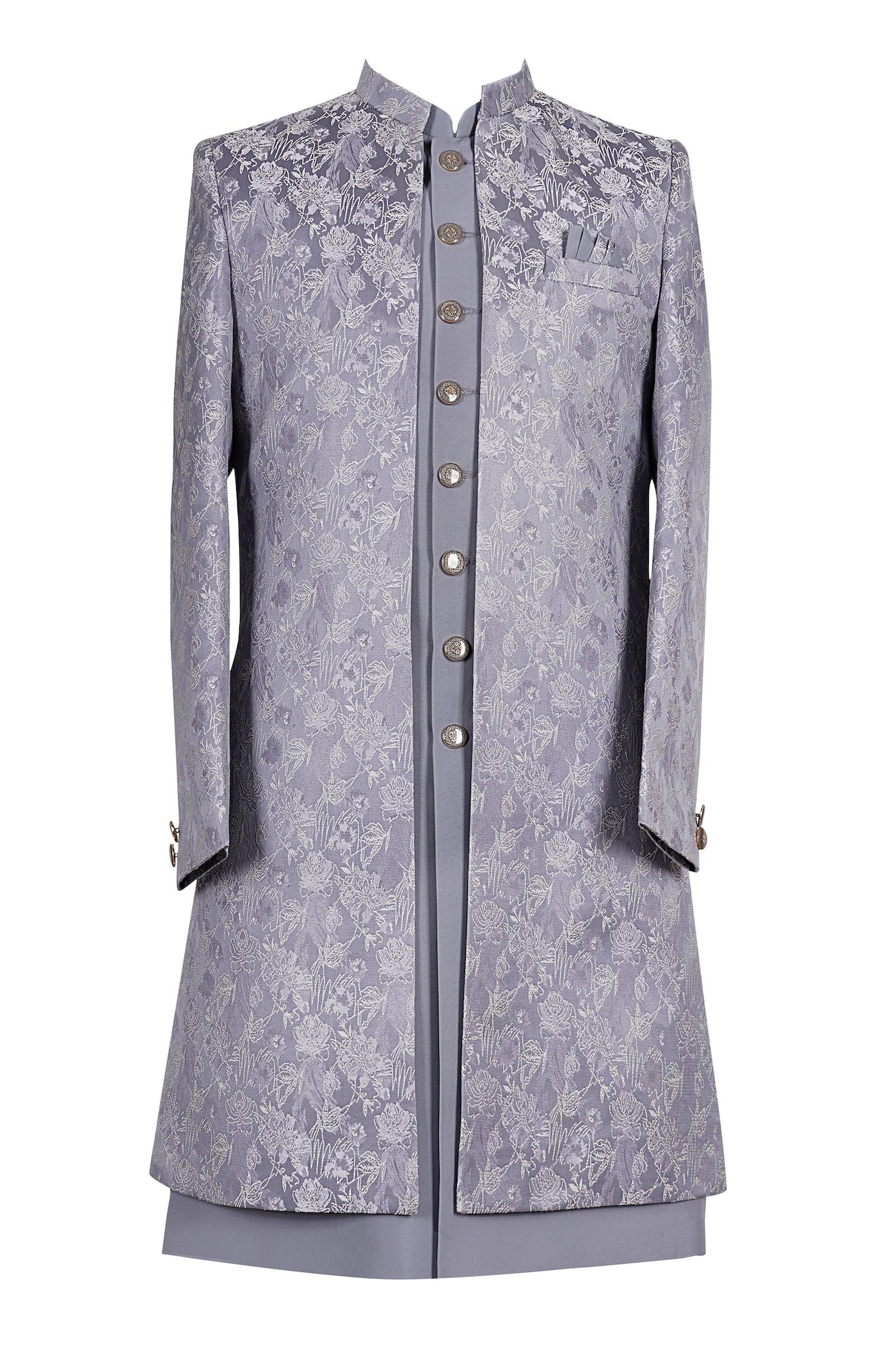 Lilac Floral Brocade Indo-Western Jacket for Men