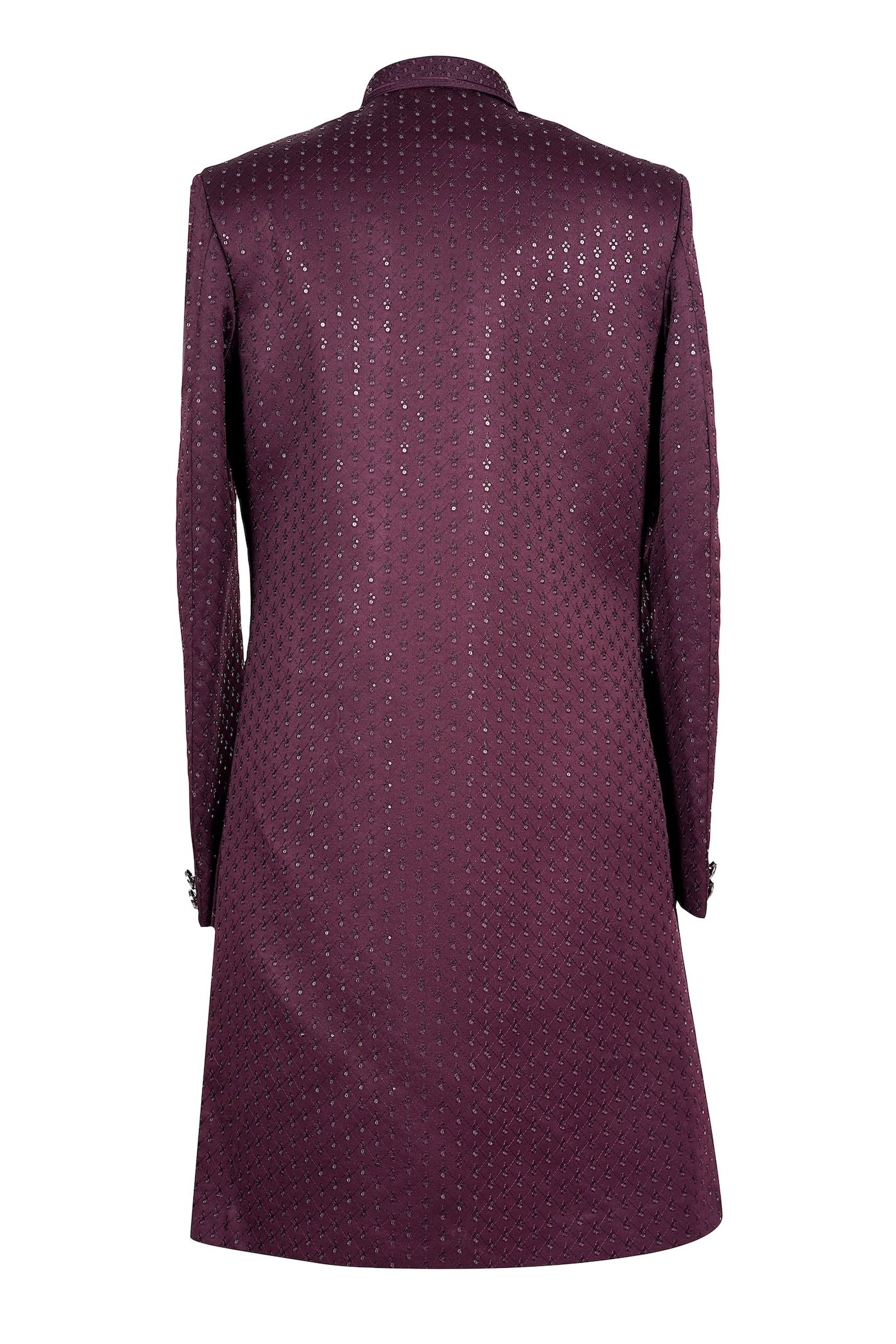 Wine Red Sequin Embroidered Sherwani for Men Wedding