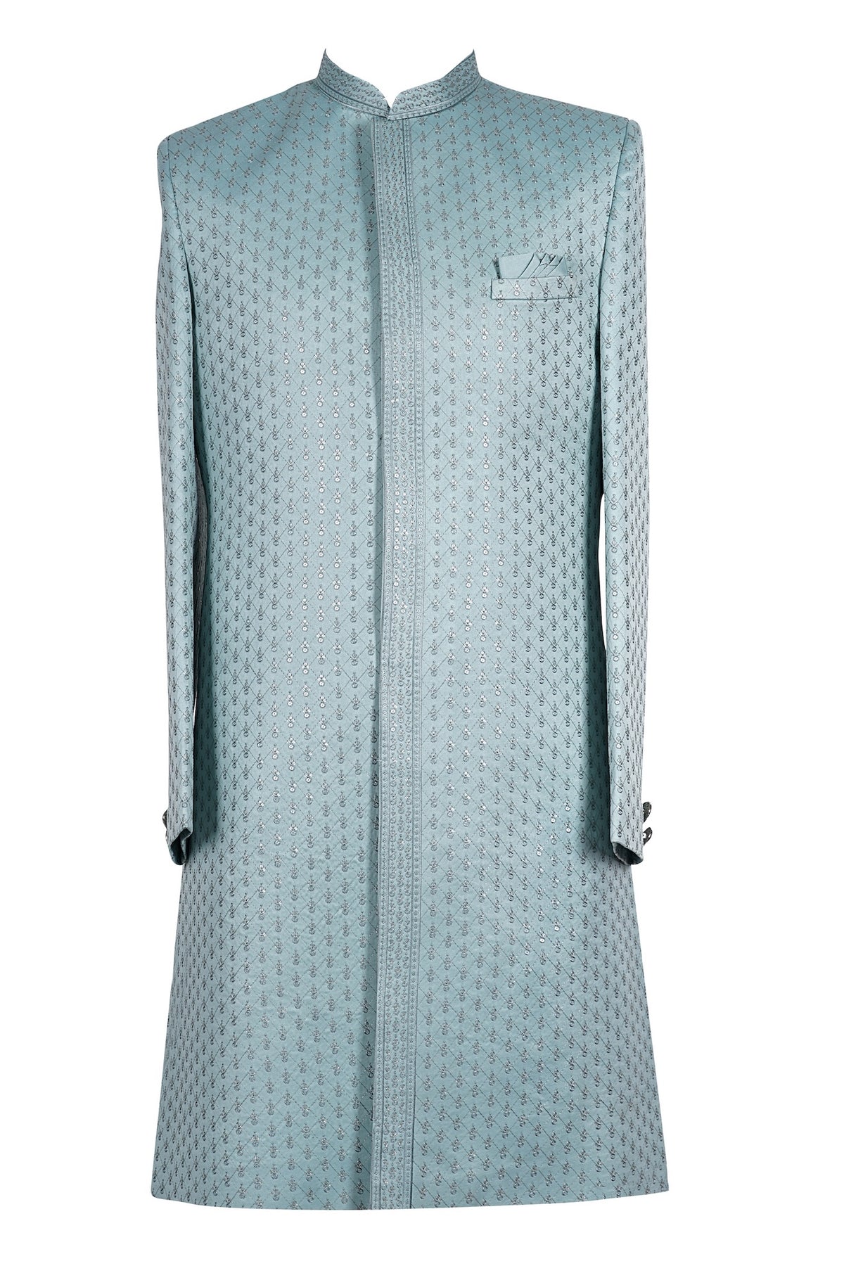 Mint Green Geometric Embroidered Sherwani for Men Wedding