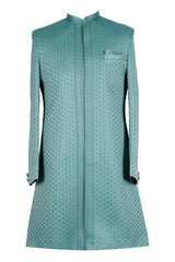 Teal Green Sequin Embroidered Sherwani for Men Wedding