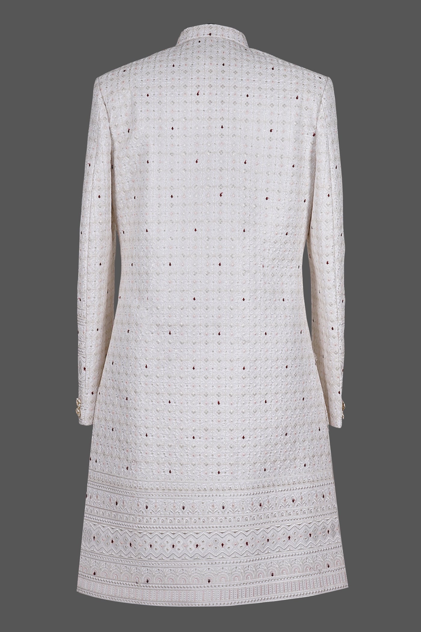 Ivory Embroidered Sherwani with Pearl Work for Groom