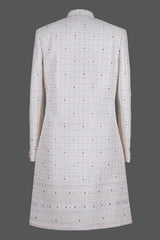 Ivory Embroidered Sherwani with Pearl Work for Groom