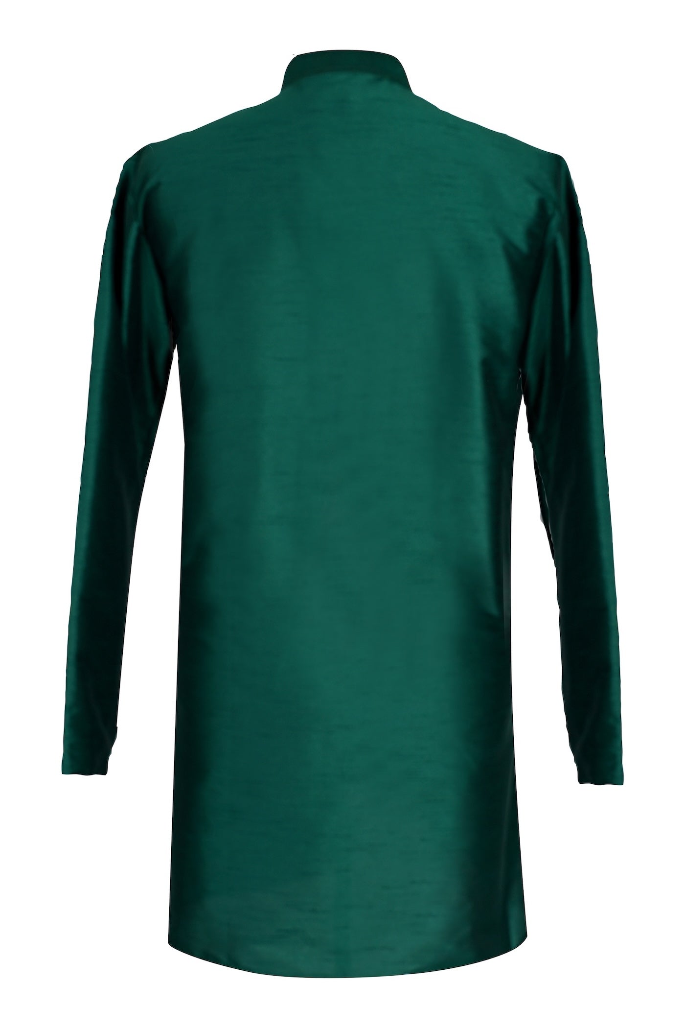 Emerald Green Silk Kurta with Embroidery for Men