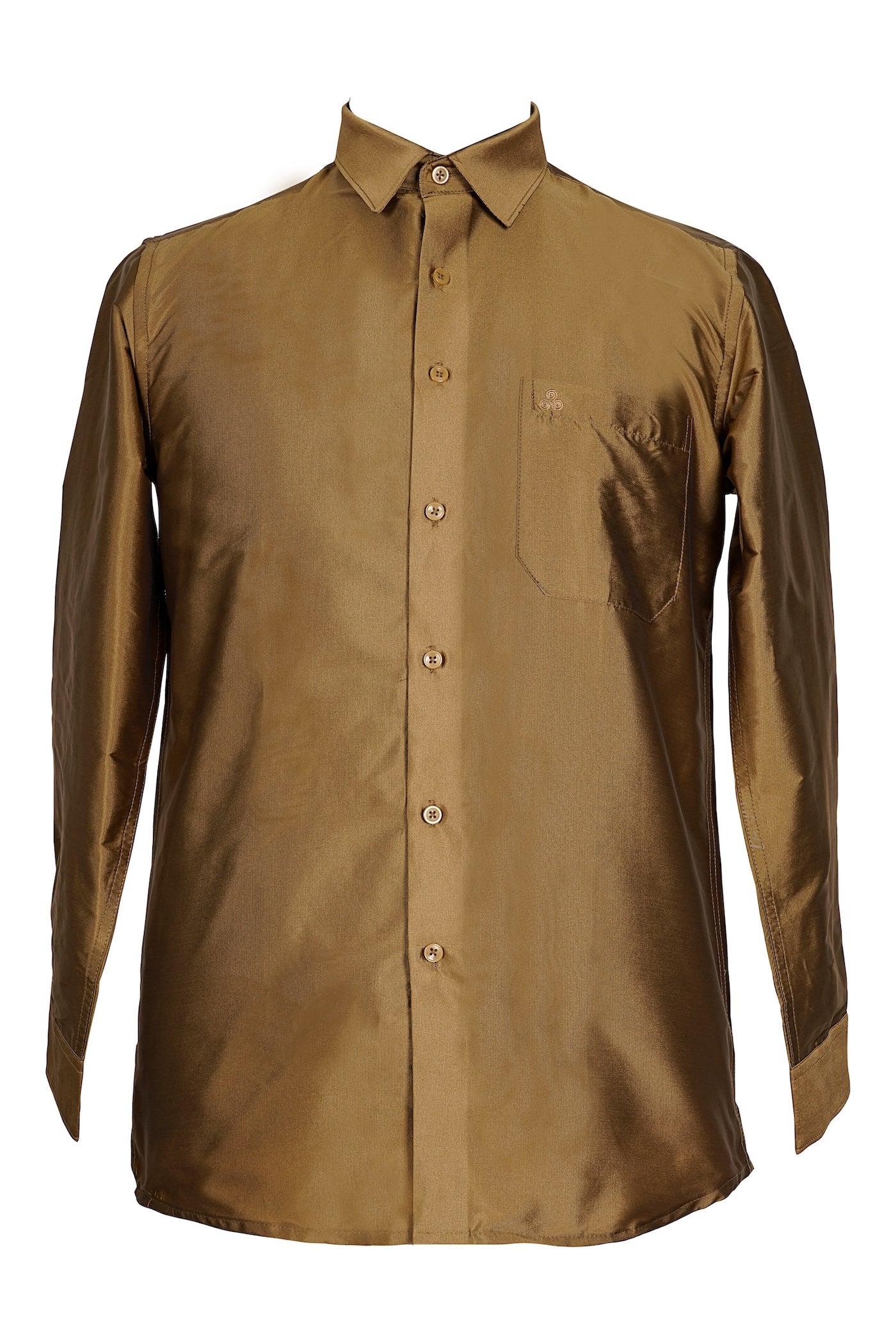Bronze Gold Satin Shirt for Men | Indo-Western Formal