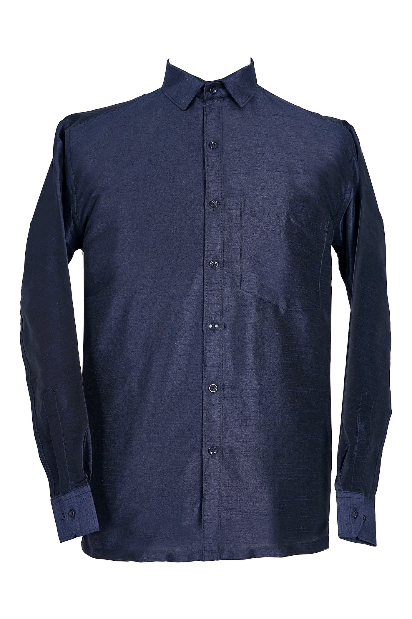 Navy Blue Satin Shirt for Men | Indo-Western Formal