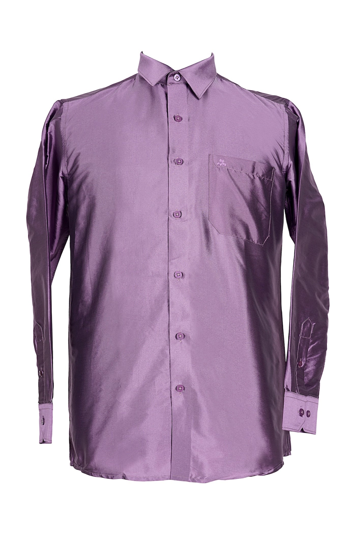 Lavender Purple Satin Shirt for Men | Indo-Western