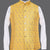 Yellow Gold Brocade Nehru Jacket for Men | Festive Modi Waistcoat
