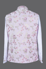 Lavender Floral Embroidered Nehru Jacket for Men | Wedding Modi Waistcoat