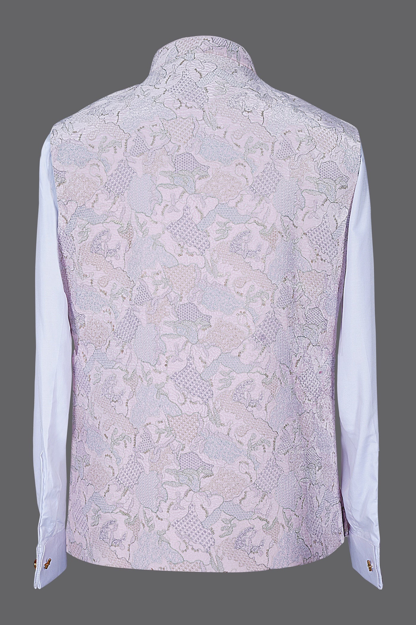 Lilac Lavender Brocade Nehru Jacket for Men | Wedding Modi Waistcoat