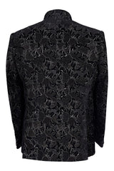Black Velvet Floral Embroidered Nehru Jacket | Wedding Sherwani