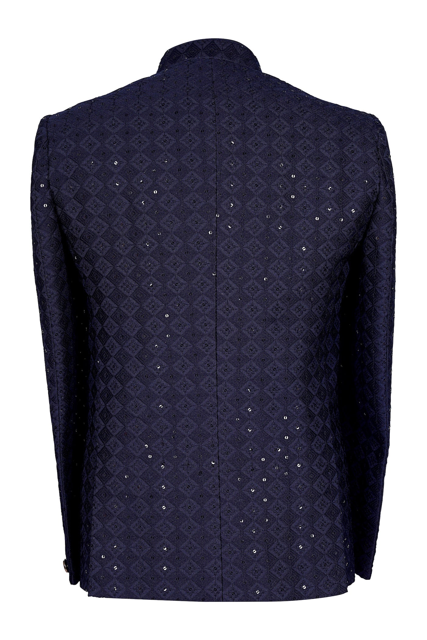 Navy Blue Velvet Sequin Nehru Jacket for Men | Wedding Sherwani
