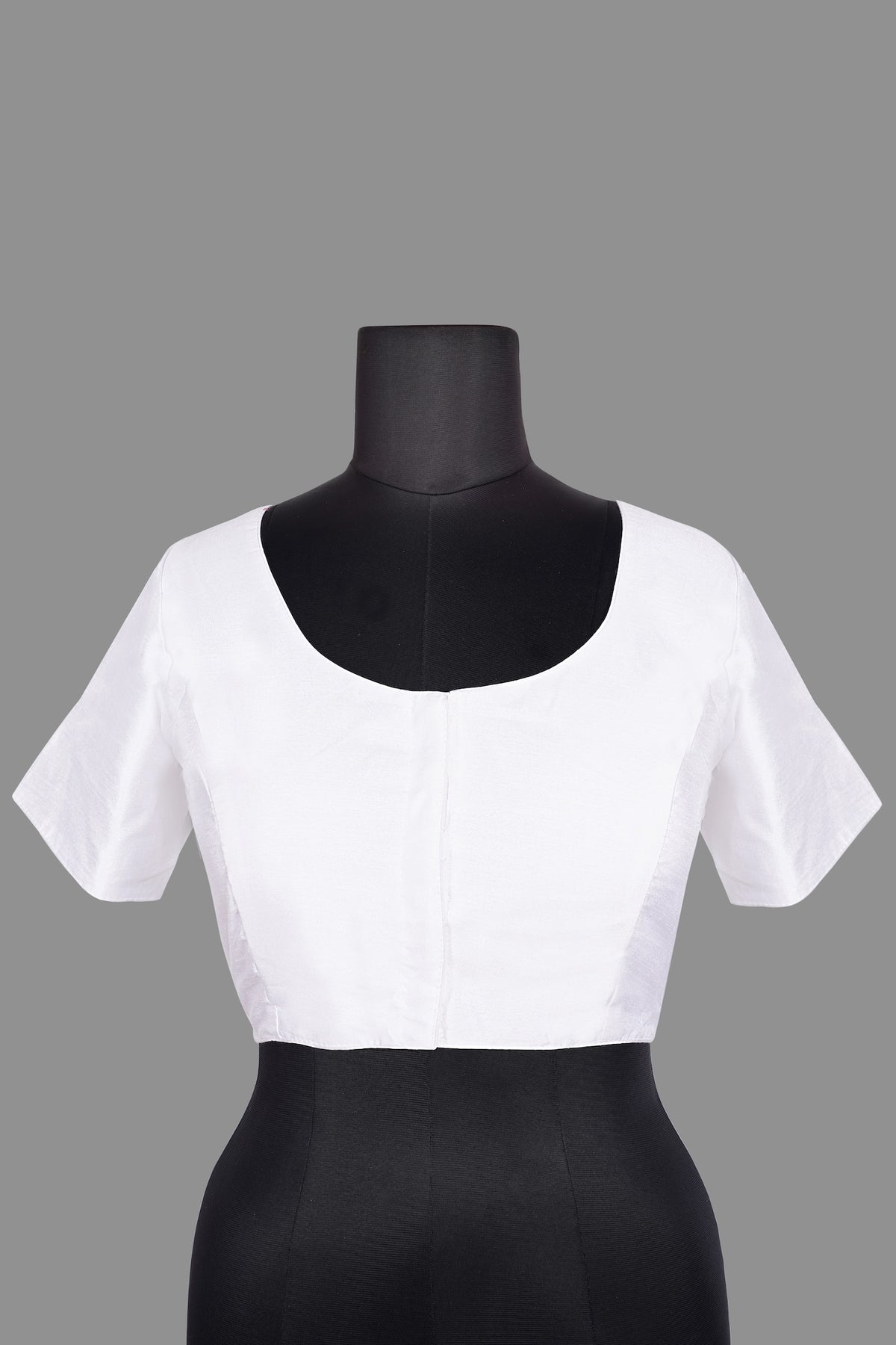 White Silk Square Neck Blouse | Short Sleeve Saree Choli