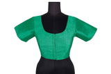 Emerald Green Silk Square Neck Blouse | Puff Sleeve Saree Choli