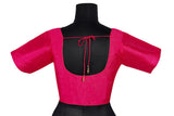 Fuchsia Pink Silk Square Neck Blouse | Puff Sleeve Saree Choli