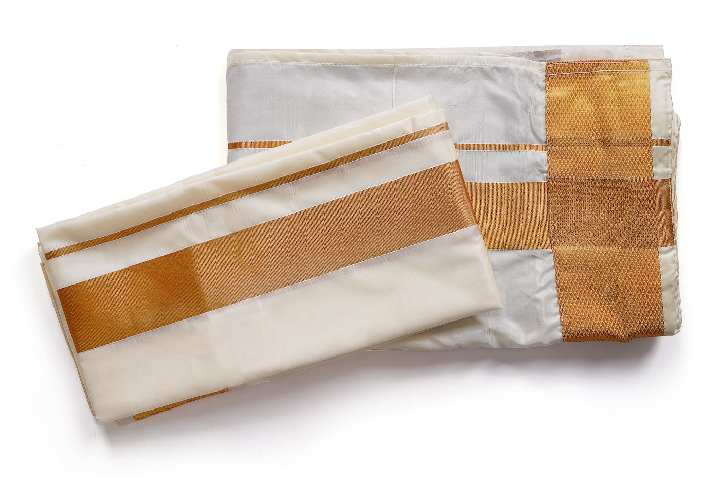 Off-White Gold Zari Dhoti | Traditional Cotton Veshti Men