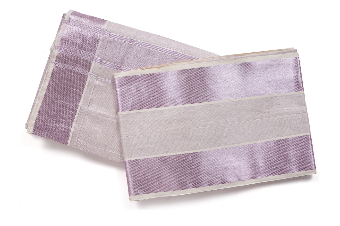 Lavender Grey Nepali Dhaka Saree with Beige Border | Handwoven Traditional