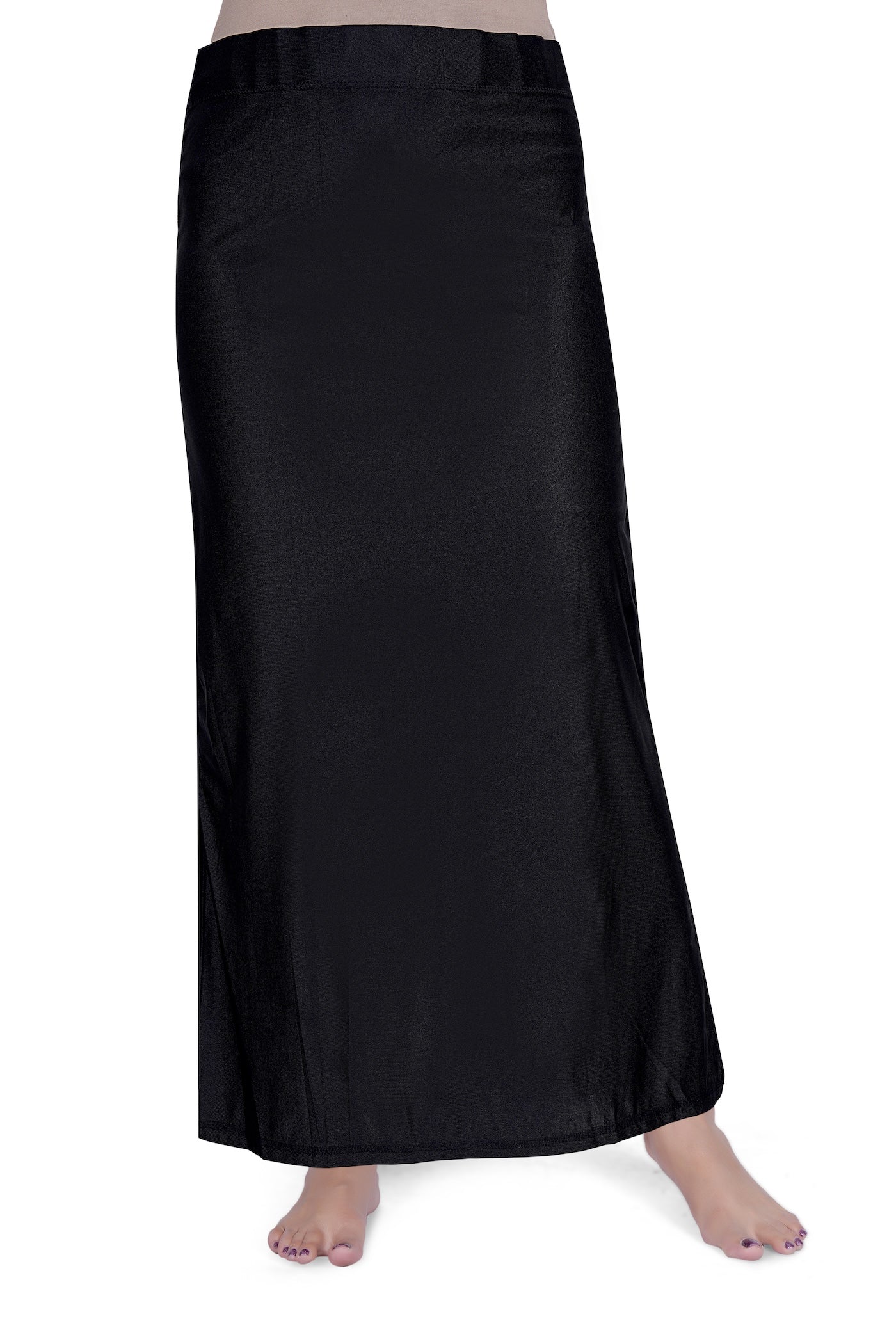 Black Saree Petticoat | Elastic Waist Maxi Underskirt with Slit