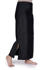 Black Saree Petticoat | Elastic Waist Maxi Underskirt with Slit