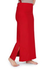 Red Saree Petticoat | Elastic Waist Maxi Underskirt with Slit