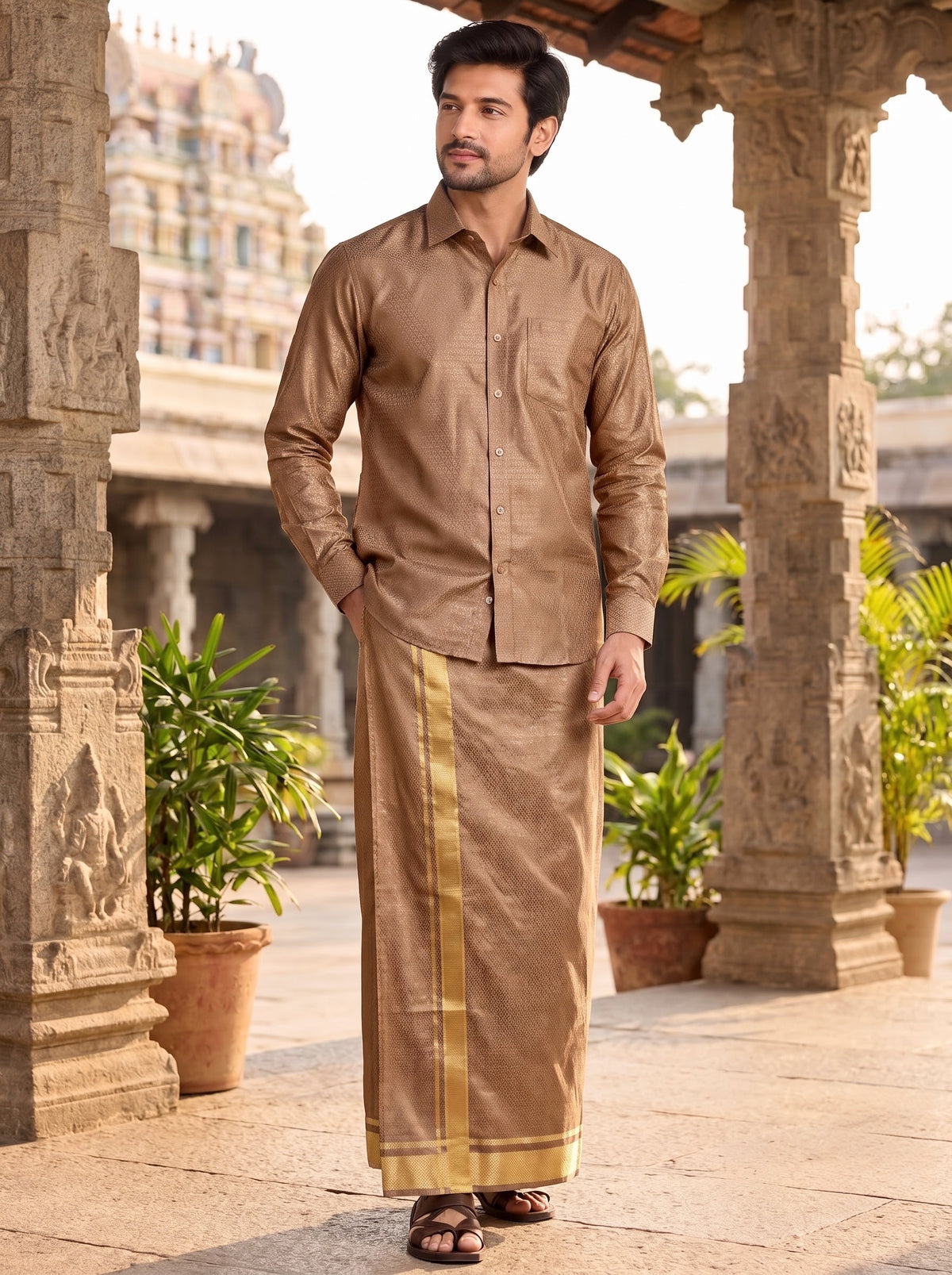 Ashwin Pattern Shirt & Vastee Set in Pattern Copper