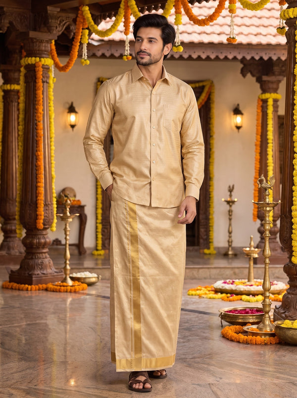 Ashwin Pattern Shirt & Vastee Set in Pattern Gold