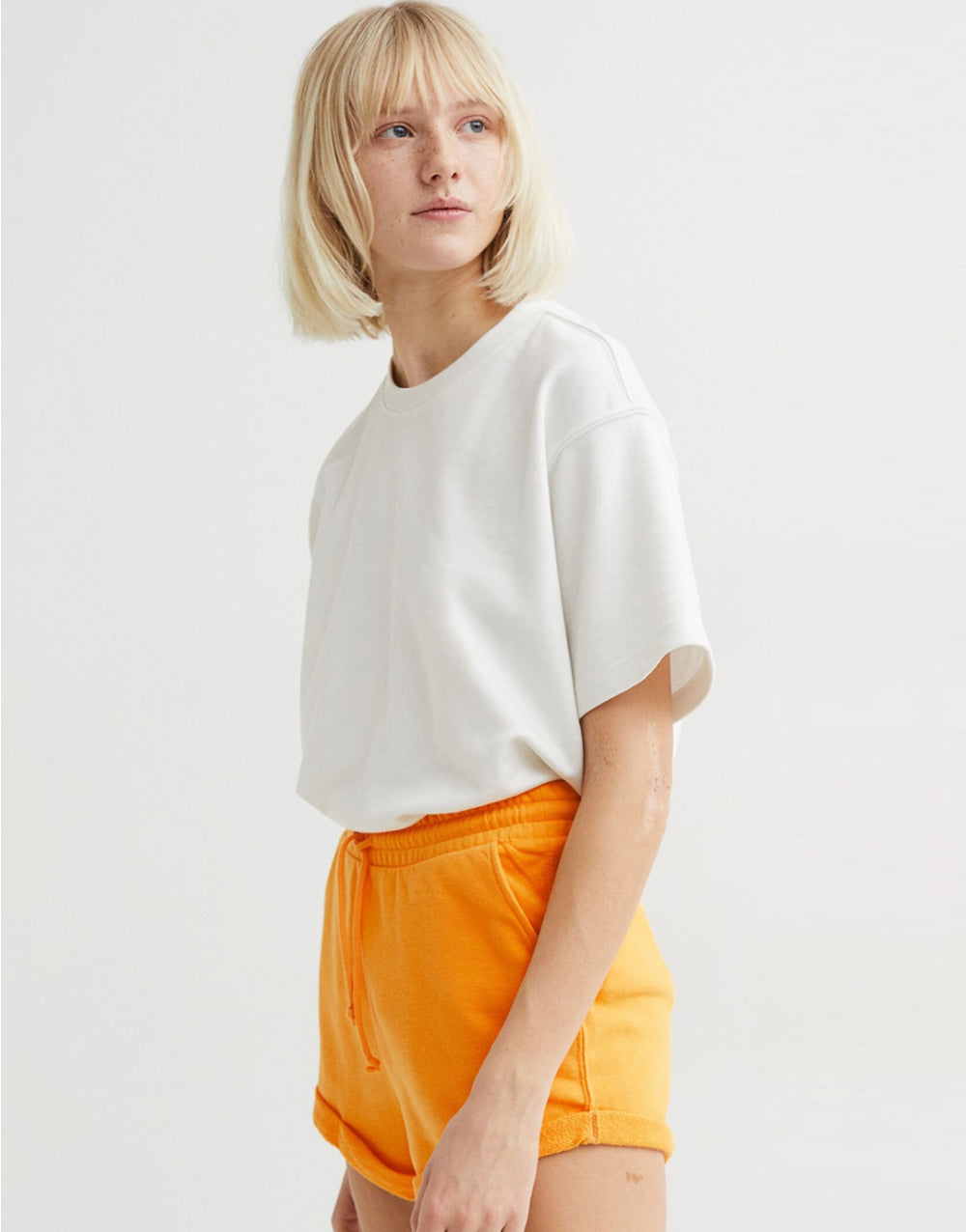 Yellow Solid Sweatshorts