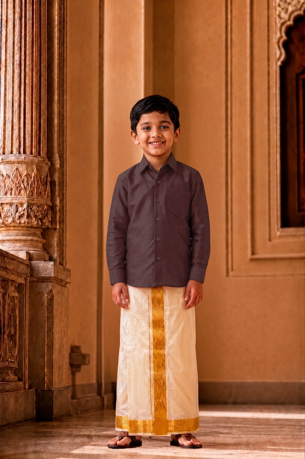 Silk Line Kids Shirt - Regular Fit - Deep Claret (PDS-03)